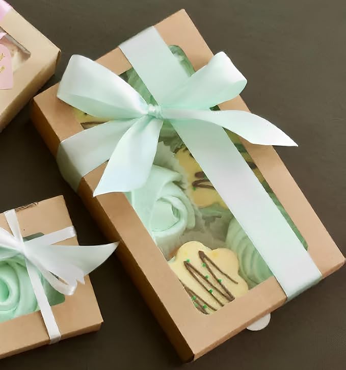 8x6x2.5 Inches 20pcs Brown Bakery Boxes with Window, Cookie Boxes for Packaging, Treat Boxes for Cupcakes, Valentine's Day, Mother's Day, Christmas, ana Holiday Gatherings.
