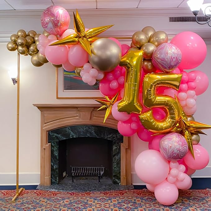 Voircoloria 90pack Hot Pink Balloons Different Size 18/12/10/5 Inch Dark Pink Balloon Garland Arch Kit for Graduation, Wedding, Birthday, Princess Theme Party, Valentine's Day, Baby Shower Decorations