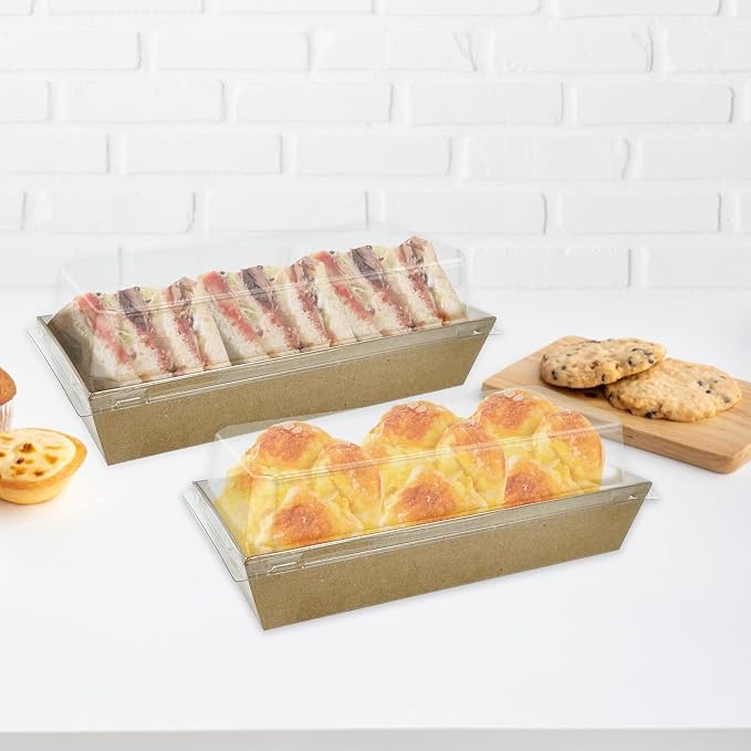 YEXEXINM 100 Pack Paper Charcuterie Boxes with Clear Lids, Disposable Kraft Sandwich Boxes Food Containers for Bakery, Desserts, Sushi, Strawberries, Cookies, Cookies, Hamburgers (Brown)