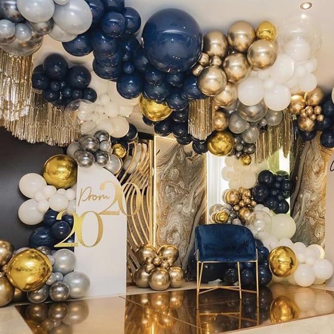 PartyWoo Black Gold and White Balloons, 140 pcs Black White and Metallic Gold Balloons Different Sizes Pack of 18 Inch 12 Inch 10 Inch 5 Inch for Balloon Garland or Arch as Birthday Party Decorations