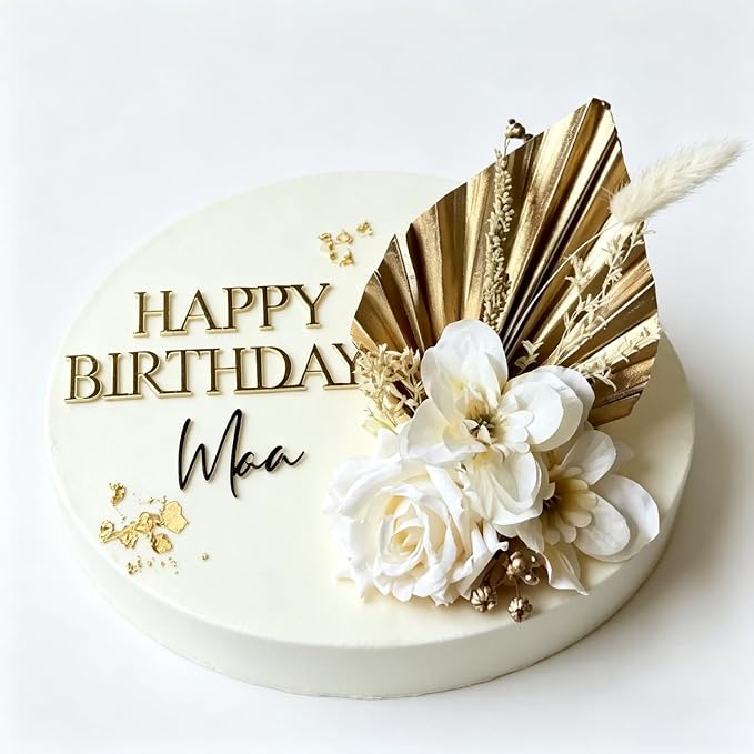 Gold Acrylic Happy Birthday Mom Cake Topper, Mother's Birthday Party Cake Decoration, Cake Charm Decor Supplies