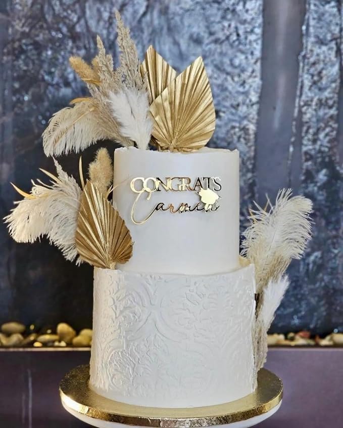 Acrylic Gold Congrats Cake Topper,Graduation Cake Topper,Grad Cap Cake Décor for Congrats Cake Toppers Congrats Grad Party Cake Decoration