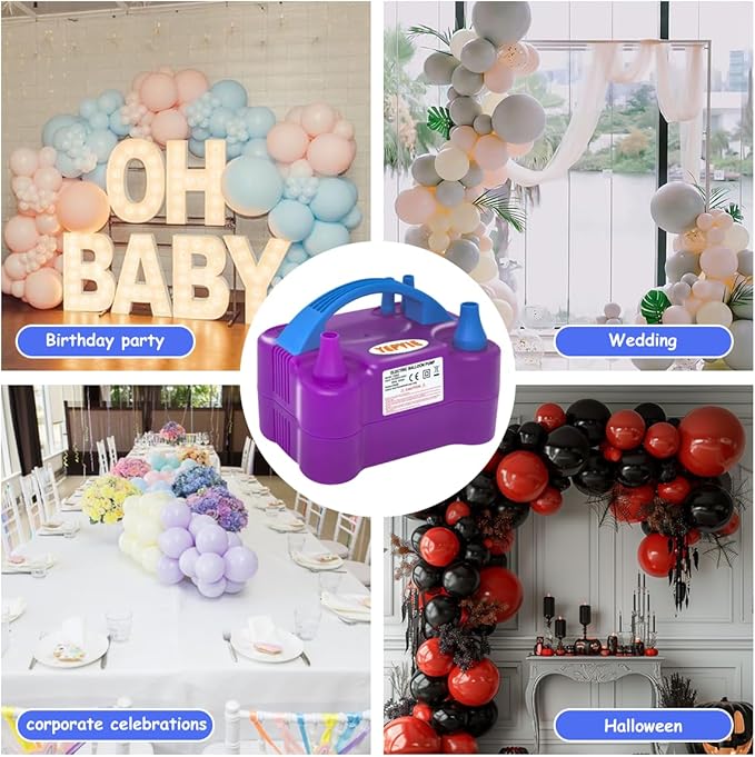 Electric Balloon Pump, Portable 2 Modes Balloon Blower Machine with 14 Balloon Arch Kits, Air Pump for Balloon, Balloon Inflator for Party Decoration