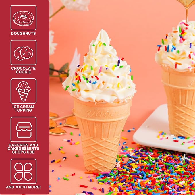 Rainbow Sprinkles Bulk for Baking 7 oz - Rainbow Jimmies Sprinkles for Baking Cookies, Cakes, Cupcakes, Ice Cream, Chocolate | Perfect for Birthday Christmas Parties & Celebrations