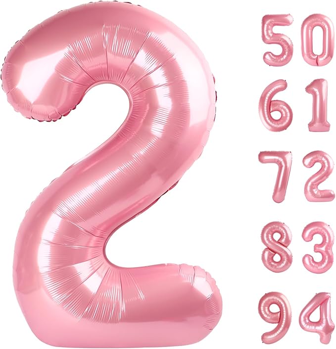 Pearlescent Pink 2 Balloon, Number Balloons 40 Inch, 2nd Balloon Number Birthday Decorations, Second Two Birthday Party Supplies, Number 2 Balloon