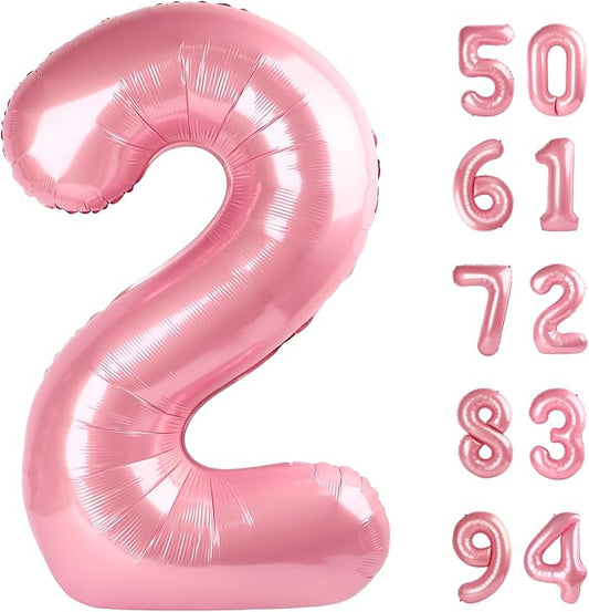 Pearlescent Pink 2 Balloon, Number Balloons 40 Inch, 2nd Balloon Number Birthday Decorations, Second Two Birthday Party Supplies, Number 2 Balloon