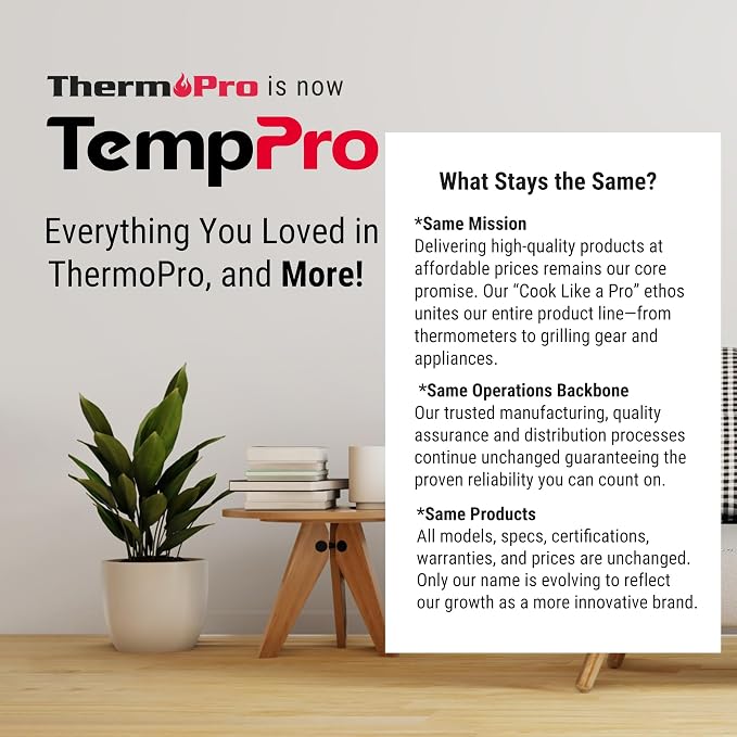 TempPro Hygrometer Thermometer for House, Bluetooth Room Indoor Greenhouse Thermometer Monitor Up to 260FT, Backlit Humidity Meter Temperature Sensor with 2-Year Data Export(Previously ThermoPro)
