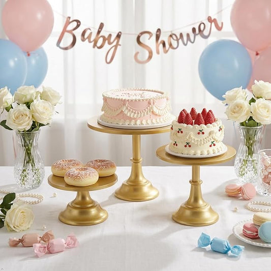 3 Pcs Metal Cake Stand Set 8/10/12 inch Dessert Table Display Perfect for Baby Shower Wedding Birthday (gold)