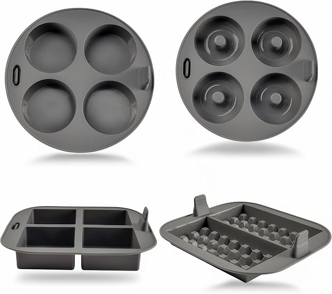 EM 4-pc Silicone Air Fryer Liners Baking Set for Cake, Donut, Waffle, and Brownie - Reusable Silicone Baking Molds for 3-5 Qt Airfryers - Easy to Clean Air Fryer Baking Accessories for Home Bakers