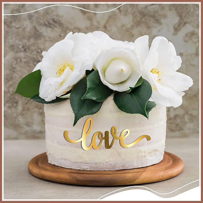 12 Pcs Acrylic Love Heart Cake Topper, Gold Heart Cake Toppers, Valentine's Day Cake Decoration, Wedding Cake Toppers, Anniversary Engagement Birthday Party Supplies
