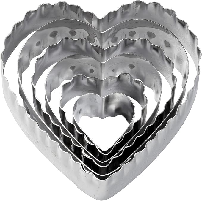 Wilton 6-Piece Nesting Fondant Double Sided Cut Out Cutters, Hearts,Silver