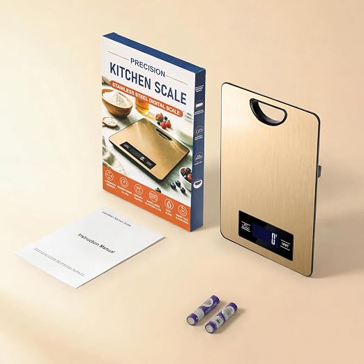 Digital Kitchen Scale & Food Weight Scale with Hang Loop, 11lb Baking Scale for Home and Kitchen, Precise Scales with Grams and Ounces, Stainless Steel (Champagne Gold)