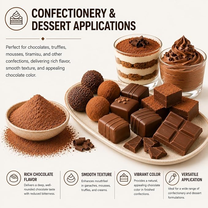 ifison Cocoa Powder Unsweetened Dutch Processed Extra Fine 1 lb (454 g) | Premium Dark Chocolate Flavor, Perfect for Baking, Frostings, Fillings, Hot Chocolate, Smoothies, Desserts, Allergen Free