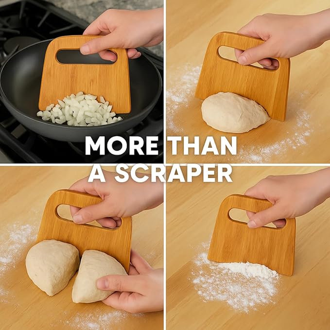 Mrs. Anderson’s Baking Bench Dough Scraper, Natural Bamboo 5.91" x 5.63"