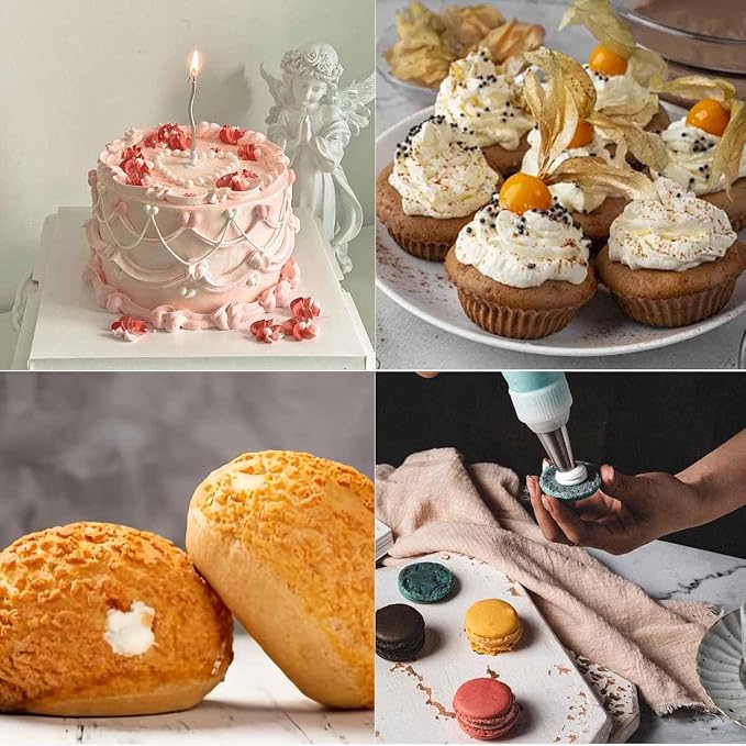 20 PCS Round Piping Tip Stainless Steel Cream Cupcake Nozzles Frosting Macaron Cake Decorating Tools Multipurpose Pastry Piping for Small Pastries Puffs Cupcakes Filling Donuts Other Pastries（5 Sizes）