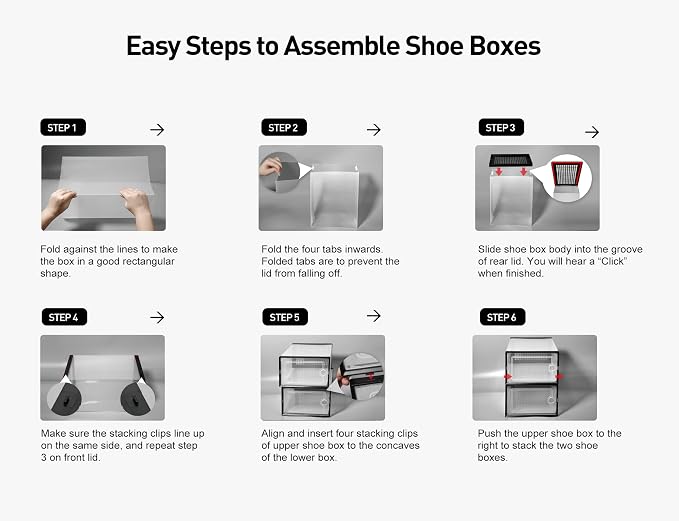 Kuject X-Large Shoe Storage Boxes Organizers Clear Plastic Stackable 12 Pack, Shoe Rack & Holder Substitute, Sneaker Containers, Toy Storage Organizer Bins for Entryway, Closet, Under Bed, White