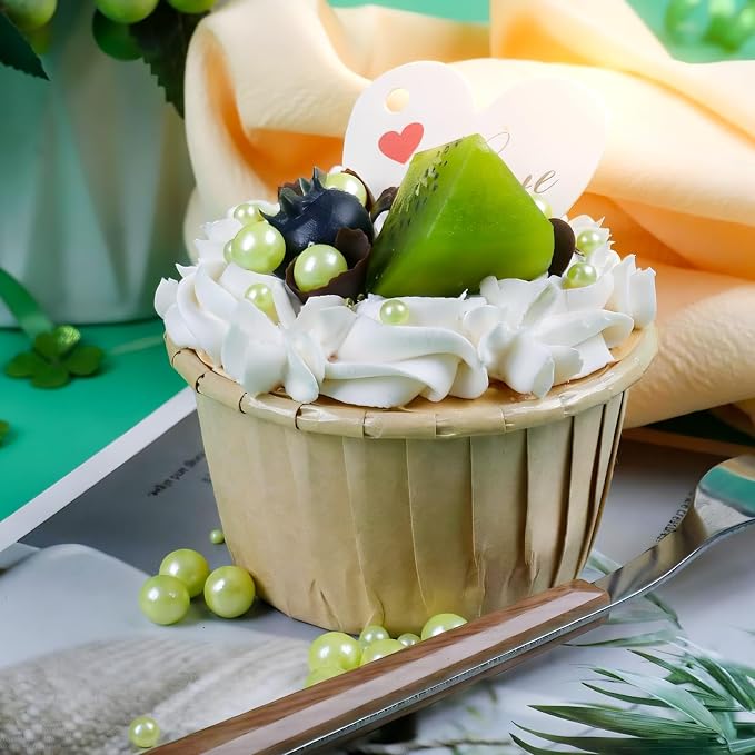 Green and Yellow Pearl Sprinkles for Cake Decorating Edible, ST Patrick Day Sprinkles with 4 Sizes Sugar 130g/4.6oz, for Cupcake, Ice Cream, Donuts, Macaron Toppings Supplies (2mm, 4mm, 7mm, 1cm)