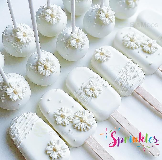 SE Si&Moos Nonpareil Sprinkles, 2mm White Mini Edible Pearls White Sprinkles for Cake Decorating Halloween Cookie Decorations Wedding Baby Shower Party Christmas Holiday Supplies 3.5 OZ