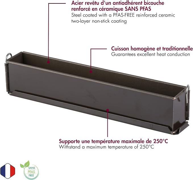 Gobel Mini Loaf Pan/Pate Mold – Non-Stick – Removable Bottom – Professional Terrine Pan – 19 5/8" x 2 3/8"