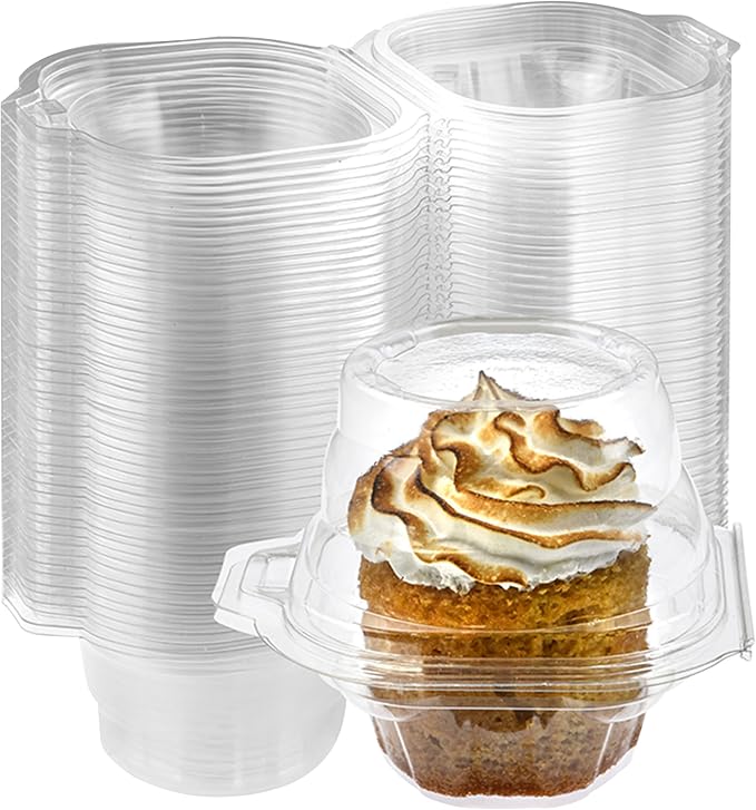 Green Direct Clear Cupcake Individual Containers | Stackable Cupcake Holders With Lid | Airtight Cupcake Boxes Disposable BPA Free Pack of 50