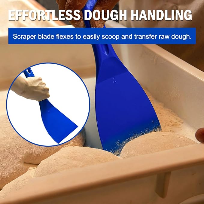 LRui Kitchen Professional Pizza Dough Scraper dough spatula,plastic flexible strip handle dough scraper.(blue)
