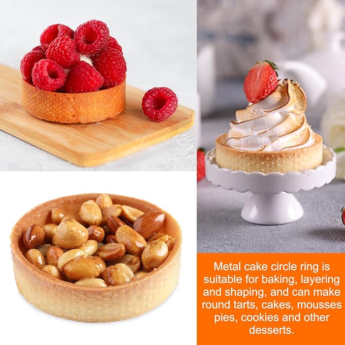 HARFINGTON 3Pcs Stainless Steel Tarts Rings 6.3" Perforated Metal Circle Baking Dessert Mousse Round Cake Ring Non Stick for Home Kitchen Food Cheese Making Tool