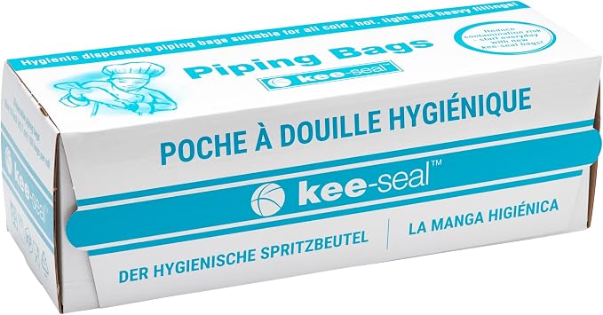 KEE-SEAL Disposable Pastry Bags, Piping Bag with Grip Tight Outer Surface, Smooth-Flow Interior, Easy Tear Perforation, Convenient Dispenser Box, 18-Inch, Clear