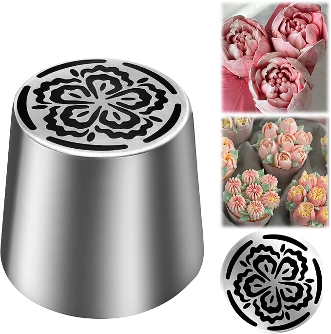 Jiozermi Extra Large Russian Piping Tip, Stainless Steel Flower Frosting Tip Icing Nozzle Floral Icing Nozzle for Birthday Cake Cupcake Decorating Frosting, Cream Baking Cookie DIY, SL45