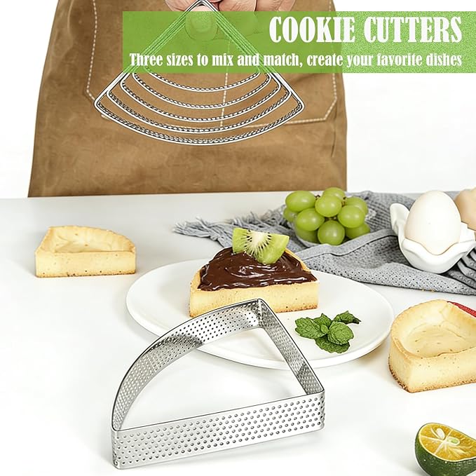 Scone Cutter Triangle Cookie Cutter Set (2.7, 3.1, 3.5 Inch) – Duty Stainless Steel Geometric Frame - Shaped Large Biscuit Cutter Set, Perfect for Even Scones, Pastries, Desserts & Triangle Cookies