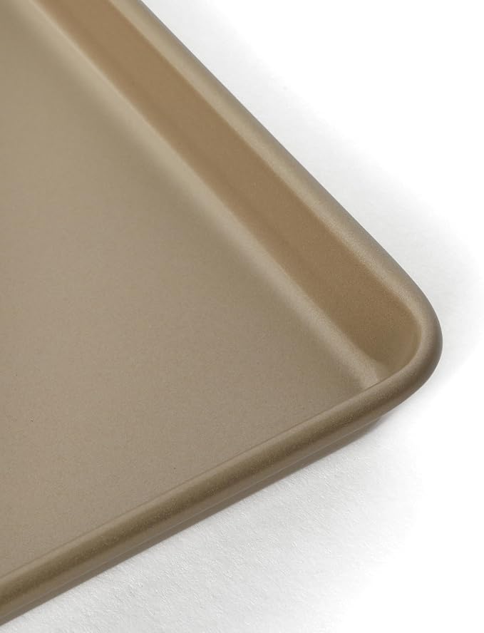 Martha Stewart Gallen 17 x 11 Inch Nonstick Carbon Steel Cookie Sheet – Champagne, Durable Bakeware for Even Baking and Easy Cleanup