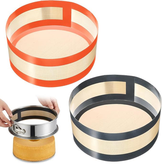 2 Pack Silicone Baking Mat for Springform Pan 9 Inch, Non Stick Reusable Cheesecake Pan Protector, Prevents Sticking to Bottom and Sides, Easy Clean Non Stick Liner