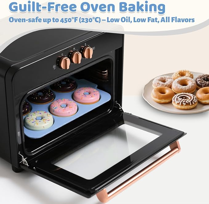 Nonstick Silicone Donut Pan: 3.5 Inch Large Donut Mold with Metal Frame - Bagel Doughnut Pan for Baking Gluten Free Glazed Vegan - for Oven Housewife Home Baker Baking Lovers (Blue)