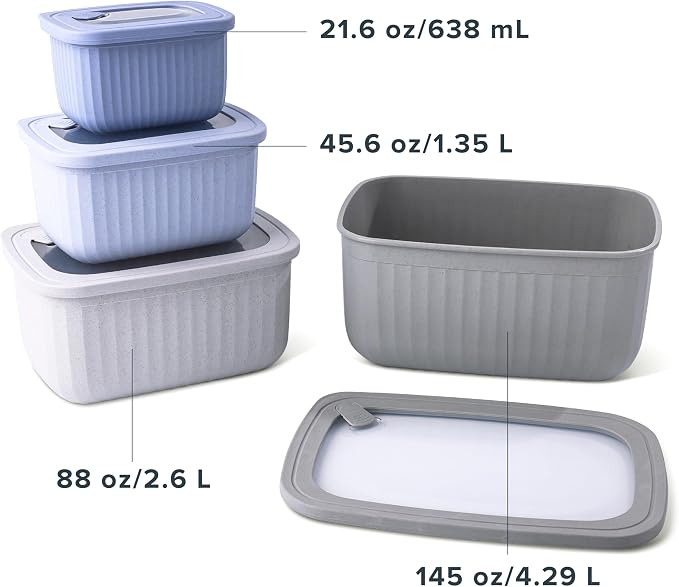 Core Kitchen Nested Wheat Fiber Food Storage Set – 8-Piece BPA-Free Containers with Lids – Eco-Friendly, Stackable, Microwave & Freezer Safe