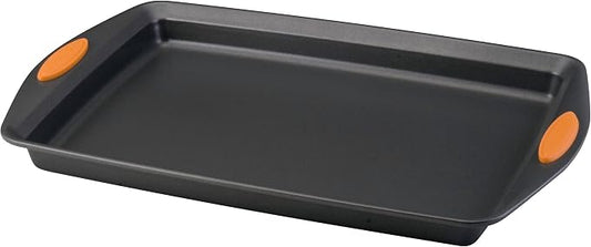 Rachael Ray Nonstick Bakeware with Grips, Nonstick Cookie Sheet / Baking Sheet - 10 Inch x 15 Inch, Gray with Orange Grips