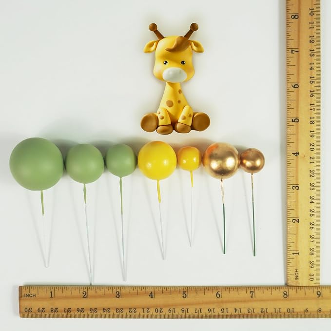 Giraffe Cake Topper with Balls Cake Decorations for Wild Animals Themed Birthday Baby Shower Party Supplies (STYLE 2)