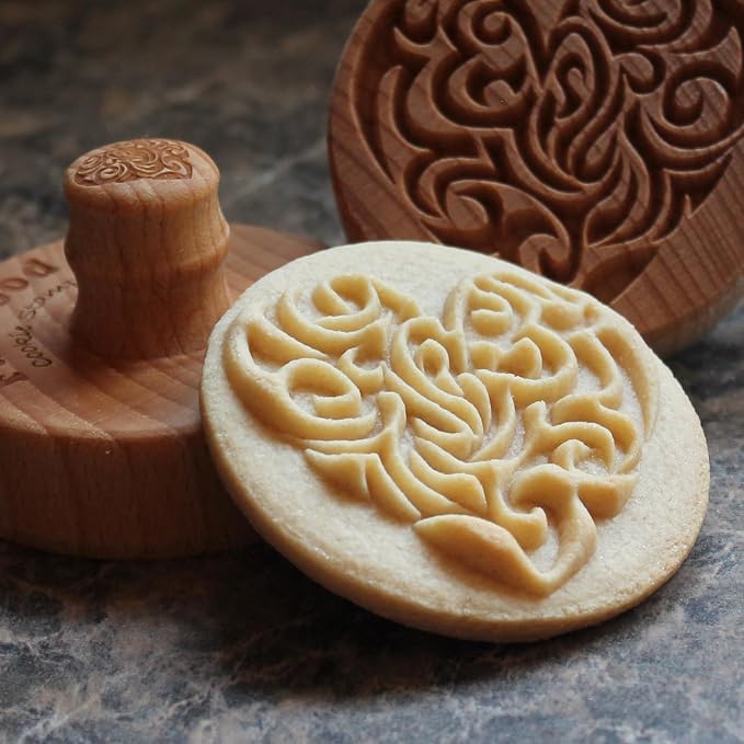 Wood Cookie Stamp, 2.5 Inch (Complicated Heart CS-127)