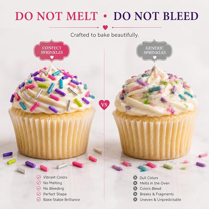 Confect Rainbow Sprinkles Mix – Custom Blend Jimmies for Cake, Cupcake & Cookie Decorating – (Frosted Rainbow) Vegan, Gluten-Free, Nut-Free, Soy-Free, Dairy-Free, Palm Oil-Free- 4.2 oz (Frosted Rainbow)