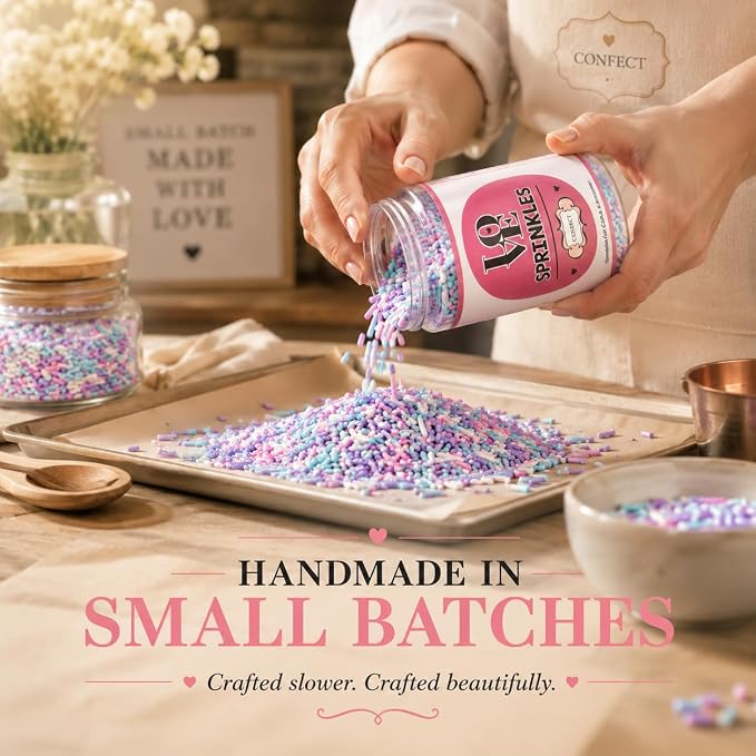 Confect Custom Rainbow Sprinkles | Candyland Jimmies Mix | Vibrant Multicolor Edible Toppings for Cakes & Desserts | Vegan, Gluten-Free, Palm Oil-Free – 4.2 Oz