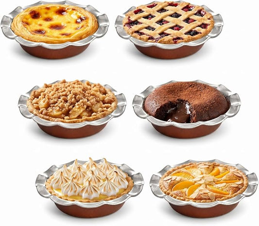 Tosnail 6 Pack Small Fluted Tart Pie Pan, 5 Inch Mini Cake Mold, Nonstick Quiche Pan for Individual Pastry Baking