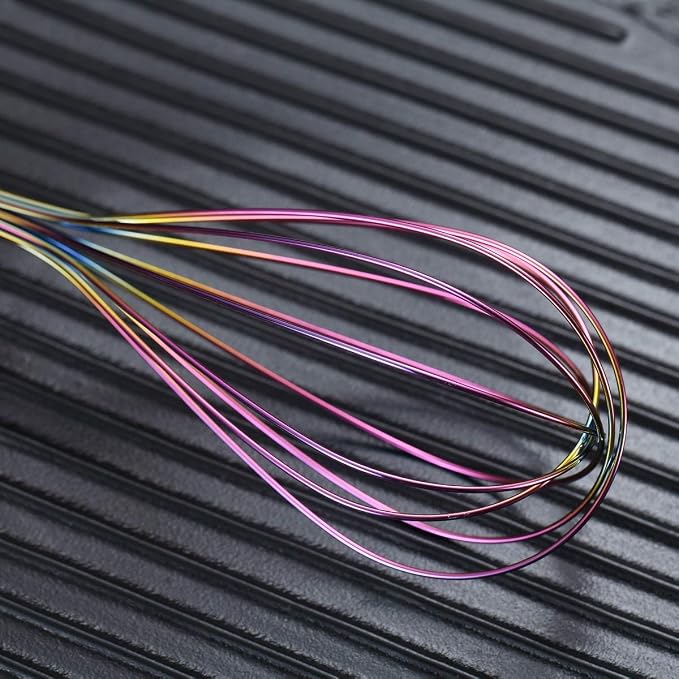 Berglander Colorful Whisks Set - Stainless Steel 8" Gold, 10" Rose Gold, 12" Rainbow Wire Whisks for Cooking