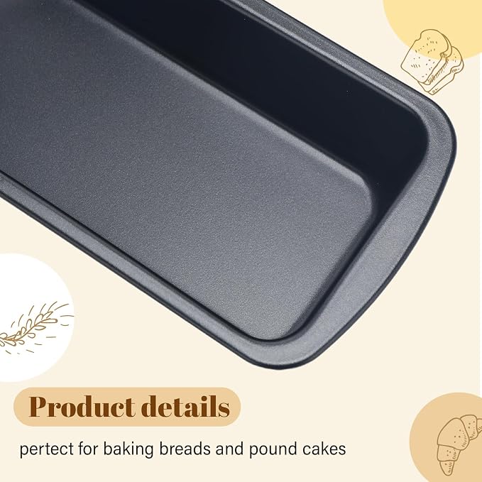 Patelai 4 Pack Small Loaf Pans for Baking Bread Non Stick Bread Pan Rectangle Baking Tray Toast Mold(Black,10 x 5.12 Inch)