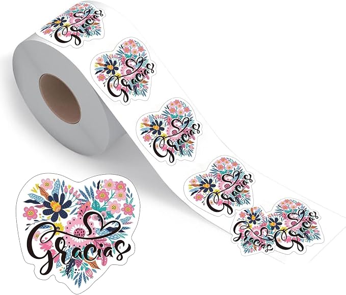 Spanish Gracias Stickers |Premium Waterproof Vinyl Thank You Labels for Packaging, Envelopes, Boutiques, and Gift Wrapping
