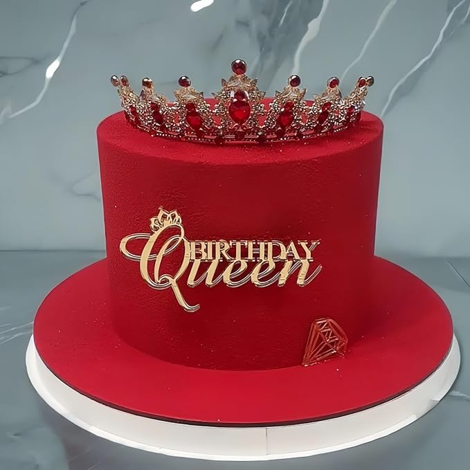 Happy Queen Cake Topper,Acrylic Queen Birthday Cake Decoration for Women Queen Birthday Decorations Cake Decoration Party Supplies