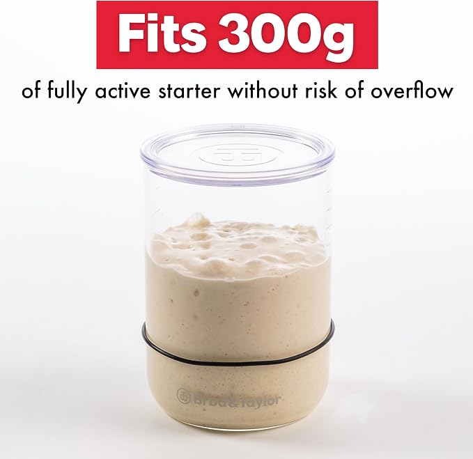 Brod & Taylor Sourdough Starter Jar (32oz) 100% Dishwasher Safe, Measurement Markings, Height Marker & Loose-Fitting Lid That Prevents Pressure Buildup (Durable Glass Jar, BPA-Free)