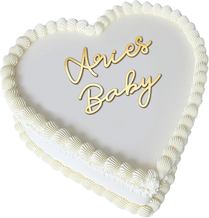 Aries Cake Topper – Zodiac Birthday Decoration for Aries Season, Horoscope Party Supplies for Baby or Adult Birthday (Aries baby golden)