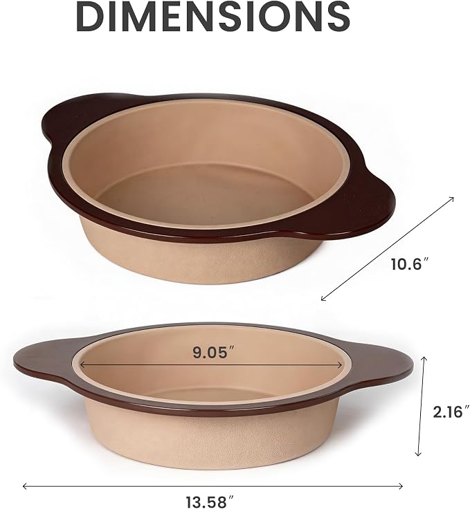 Nonstick Silicone Round Cake Pan for Baking, Flexible Silicone Baking Mold with Reinforced Frame for Cake, Bread, Pizza and Cheesecake