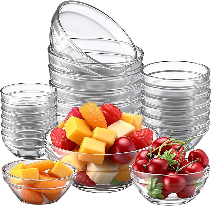 Sawysine 18 Pcs Glass Prep Bowl Sets Clear Small Pinch Bowls Salt Spices Ingredients Serving Bowl Stackable for Kitchen Prep Cooking Dishwasher Safe (8.4oz/4.7oz/2.3oz)