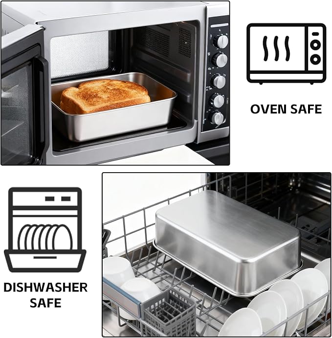 AKOLAFE 4 Pack Stainless Steel Loaf Pan 9 x 5.9 Inch Banana Bread Pan for Homemade Bread Loaf Pans for Baking Bread Tin Sourdough Bread Baking Pan Metal Sandwich Loaf Bread Pans for Meatloaf, Cake