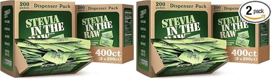 Stevia In The Raw, Plant Based Zero Calorie Sweetener, Sugar Substitute, Sugar-Free Sweetener for Coffee, Hot & Cold Drinks, Suitable For Diabetics, Vegan, Gluten-Free, 200 Count Packets (Pack of 2)