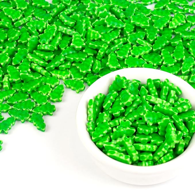 Edible Green Sprinkles, Green Tree Sugar Sprinkles for Cake Decorating, Cupcake Toppers, Cookies, Edible Baking Cake Decorations, Easter Party Holiday Supplies, 180g/6.35oz